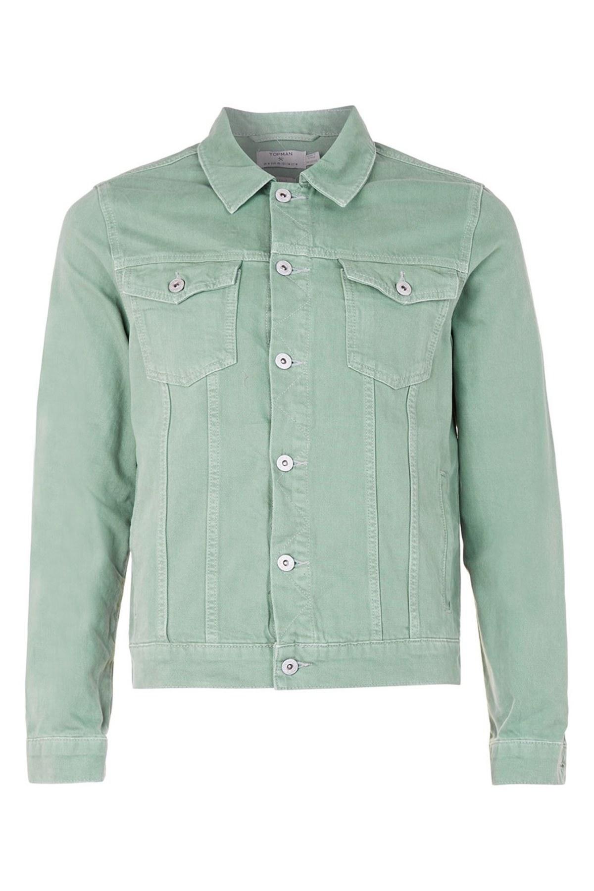 Lyst Topman Light Green Denim Jacket in Green for Men